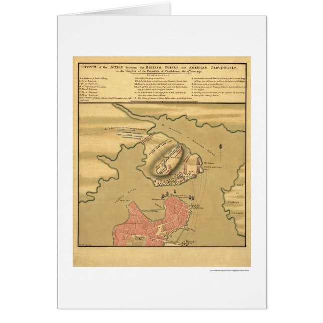 Charlestown Kampf-Karte - 1775 (Vorne)