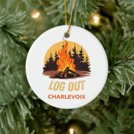 Charlevoix Michigan Lagerfeuer Keramik Ornament