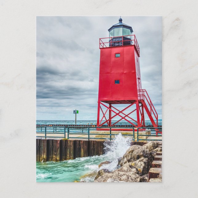 Charlevoix South Pierhead Lighthouse Postkarte (Vorderseite)