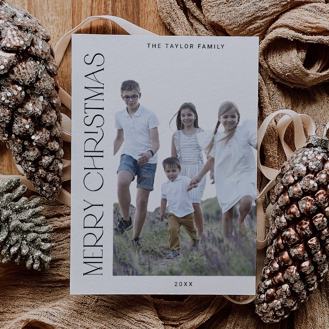 CHARLIE Black Family Foto Boho Frohe Weihnachten (CHARLIE Black Family Photo Boho Merry Christmas Holiday Card)