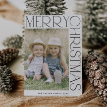 CHARLIE Black White Photo Merry Christmas Holiday