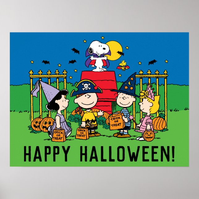 Charlie Brown et Gang Halloween Poster du Parti (Devant)