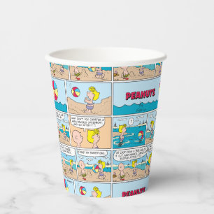 Charlie Brown & Sally am Strand Pappbecher