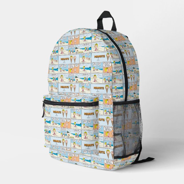 Charlie Brown & Sally Ice Cream am Strand Bedruckter Rucksack (Rückseitige Ecke Rechts)