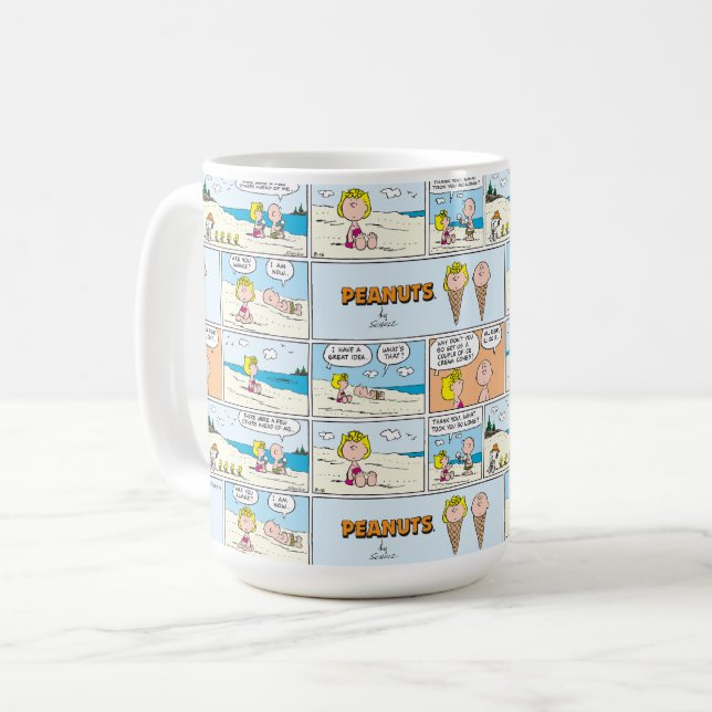 Charlie Brown & Sally Ice Cream am Strand Kaffeetasse (Vorderseite Links)