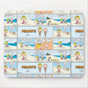 Charlie Brown & Sally Ice Cream am Strand Mousepad