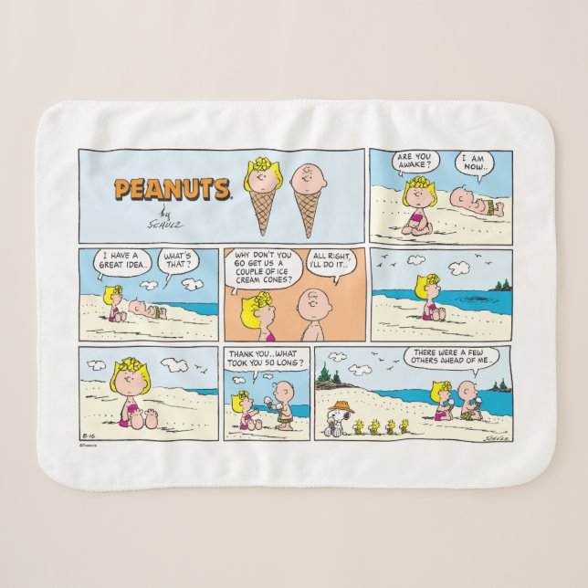 Charlie Brown & Sally Ice Cream am Strand Sherpadecke (Vorderseite (Horizontal))