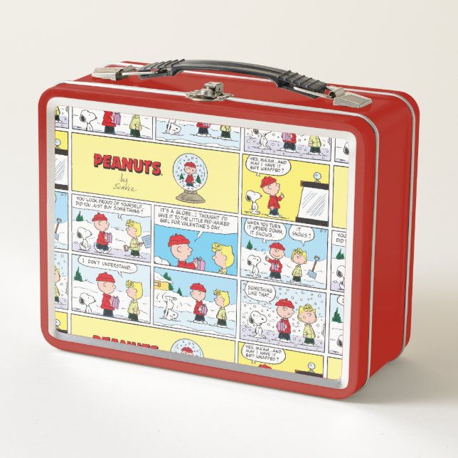 Charlie Brown | Schneekugel Metall Brotdose (Vorderseite)