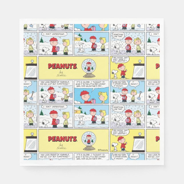 Charlie Brown | Schneekugel Serviette (Vorderseite)