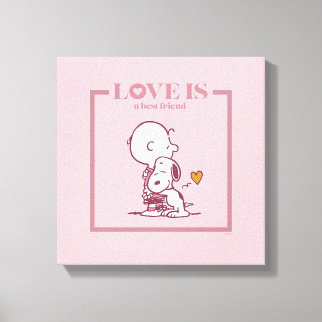 Charlie Brown & Snoopy - Liebe ist ein bester Freu Leinwanddruck (Vorderseite)