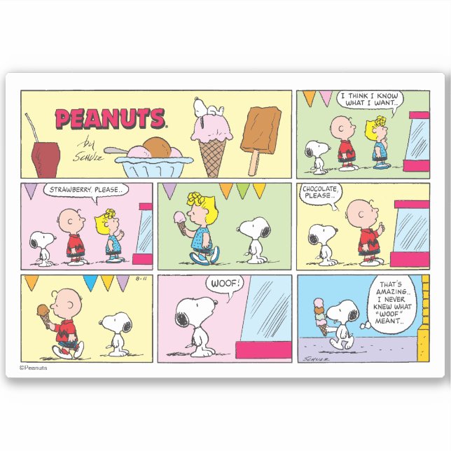 Charlie Brown, Snoopy & Sally | Eiscreme Aufkleber (Vorderseite)