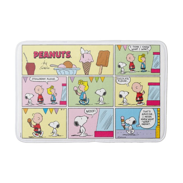 Charlie Brown, Snoopy & Sally | Eiscreme Badematte (Vorderseite)