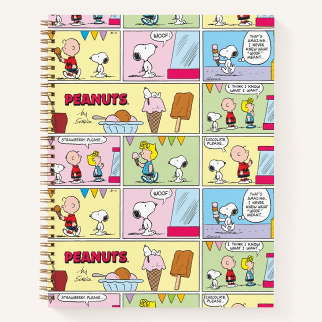 Charlie Brown, Snoopy & Sally | Eiscreme Notizbuch (Vorderseite)