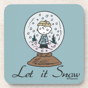 Charlie Brown Snow Globe Graphic - Let It Snow Getränkeuntersetzer