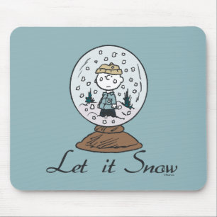 Charlie Brown Snow Globe Graphic - Let It Snow Mousepad