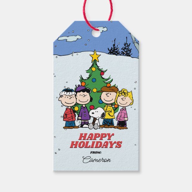 Charlie Brown und Freunde Weihnachten Geschenkanhänger (Vorderseite)