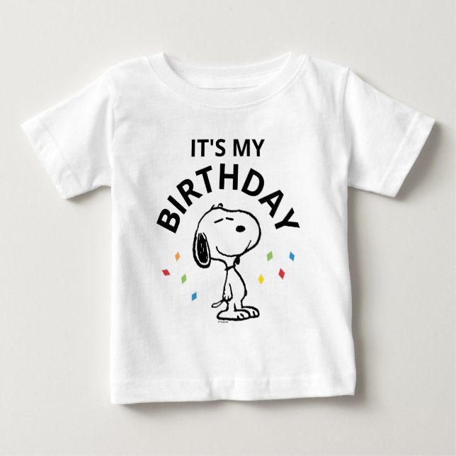 Charlie Brown und Gang Confetti Birthday Baby T-shirt (Vorderseite)