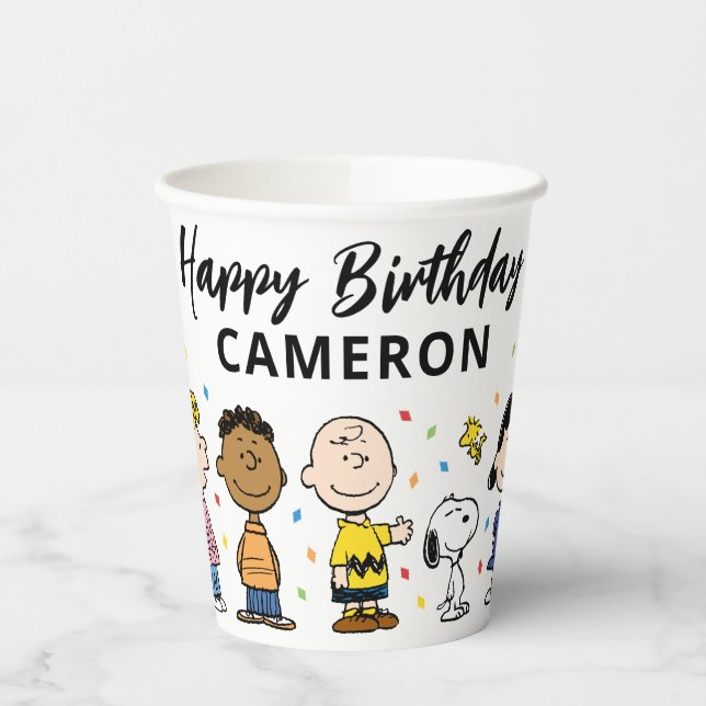 Charlie Brown und Gang Confetti Birthday Pappbecher (Links)