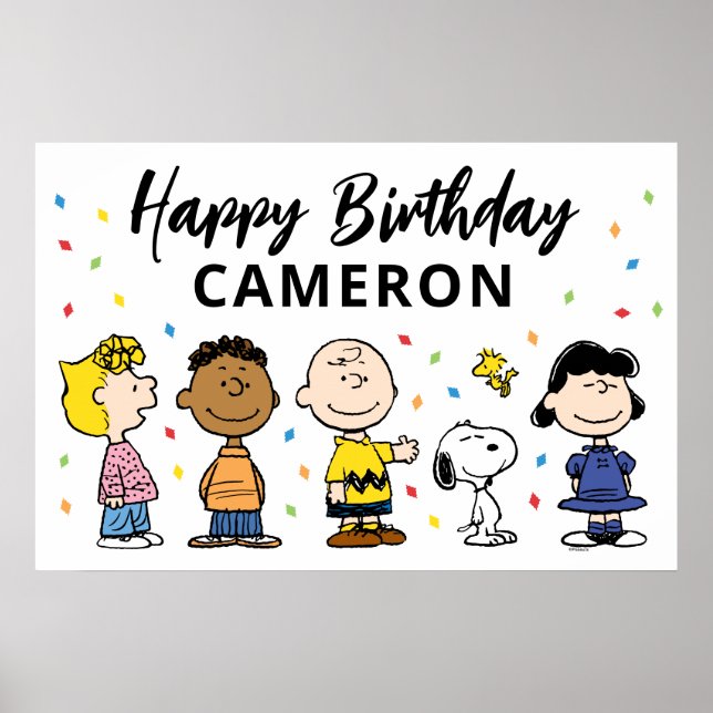 Charlie Brown und Gang Confetti Birthday Poster (Vorne)