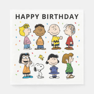 Charlie Brown und Gang Confetti Birthday Serviette
