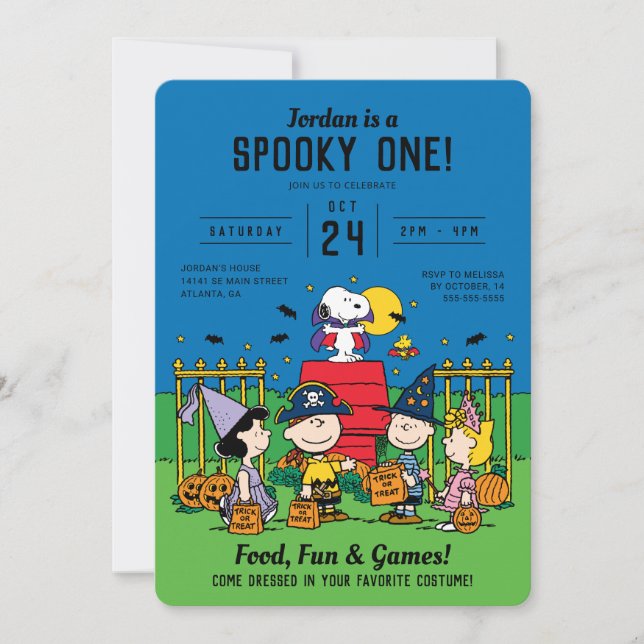 Charlie Brown und Gang Halloween 1. Geburtstag Einladung (Vorderseite)