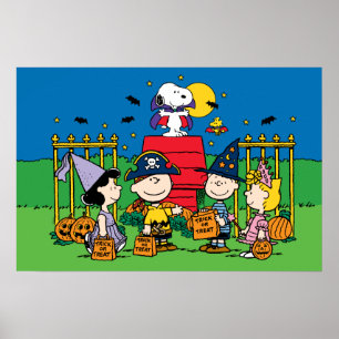 Charlie Brown und Gang Halloween-Party Poster