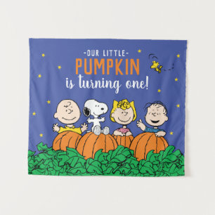 Charlie Brown und Gang Kürbis 1. Geburtstag Wandteppich