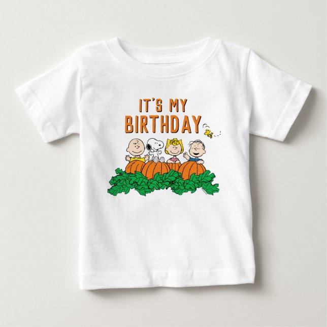 Charlie Brown und Gang Pumpkin Birthday Baby T-shirt (Vorderseite)