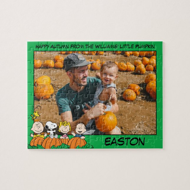 Charlie Brown und Gang Pumpkin Custom Foto (Horizontal)