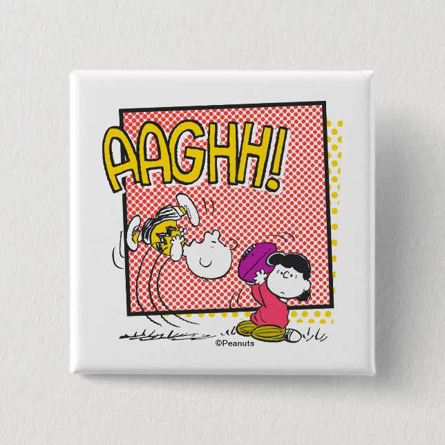 Charlie Brown und Lucy Football Comic Graphic Button (Vorderseite)