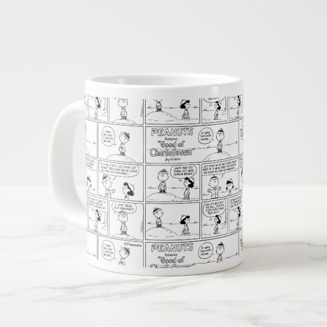Charlie Browns Erinnerungen am Pitcher-Berg Jumbo-Tasse (Vorderseite Links)