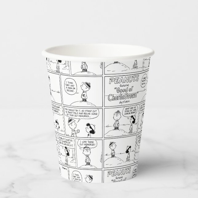 Charlie Browns Erinnerungen am Pitcher-Berg Pappbecher (Vorderseite)