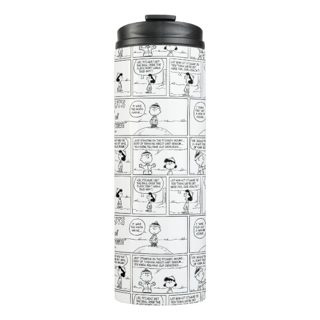 Charlie Browns Erinnerungen am Pitcher-Berg Thermosbecher (Vorderseite)