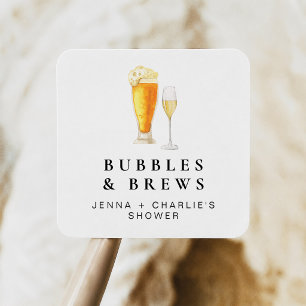 CHARLIE Bubbles & Brews Paare Dusche Gefallen Quadratischer Aufkleber