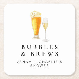 CHARLIE Bubbles & Brews Paare Dusche Willkommen Rechteckiger Pappuntersetzer