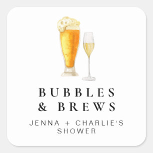 CHARLIE Bubbles & Brews Paarschwester-Geschenk Quadratischer Aufkleber
