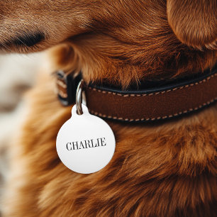 Charlie Classic Name Monogram Weiß Haustiermarke
