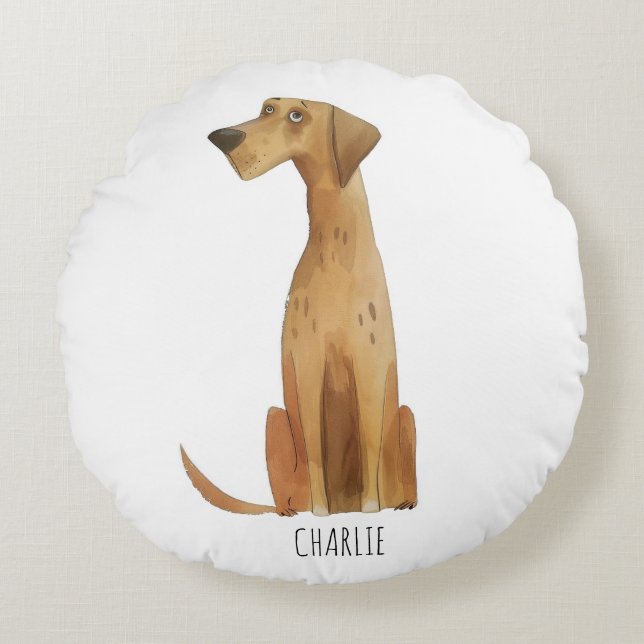 Charlie Dog Rundes Kissen (Vorderseite)