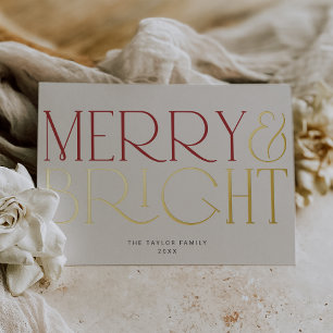 CHARLIE Gold Foil Merry Bright Familie Weihnachten Folien Feiertagskarte