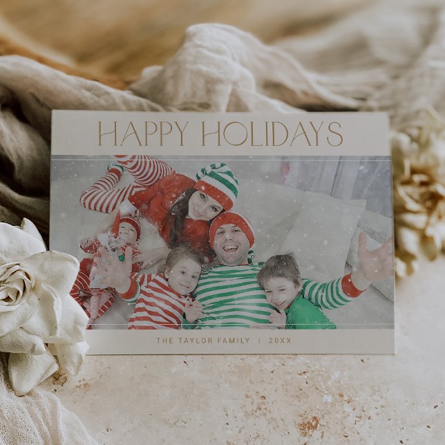 CHARLIE Gold Happy Holidays Xmas Foto Weihnachten (CHARLIE Gold Happy Holidays Xmas Photo Christmas Holiday Card)