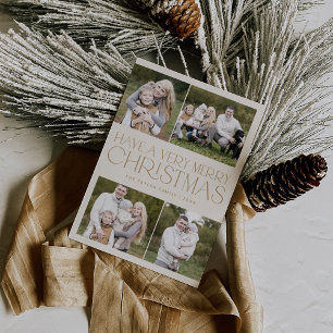 CHARLIE Gold Simple Family Multi Foto Weihnachten