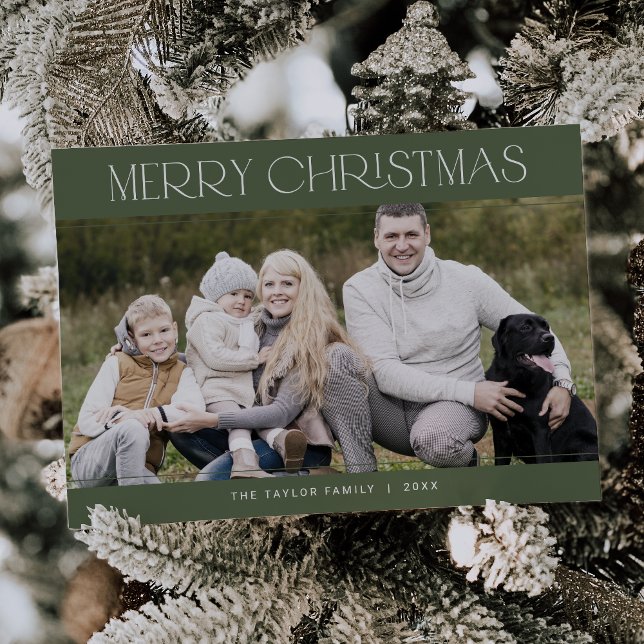 CHARLIE Green Family Foto Vintag Frohe Weihnachten (CHARLIE Green Family Photo Vintage Merry Christmas Holiday Card)