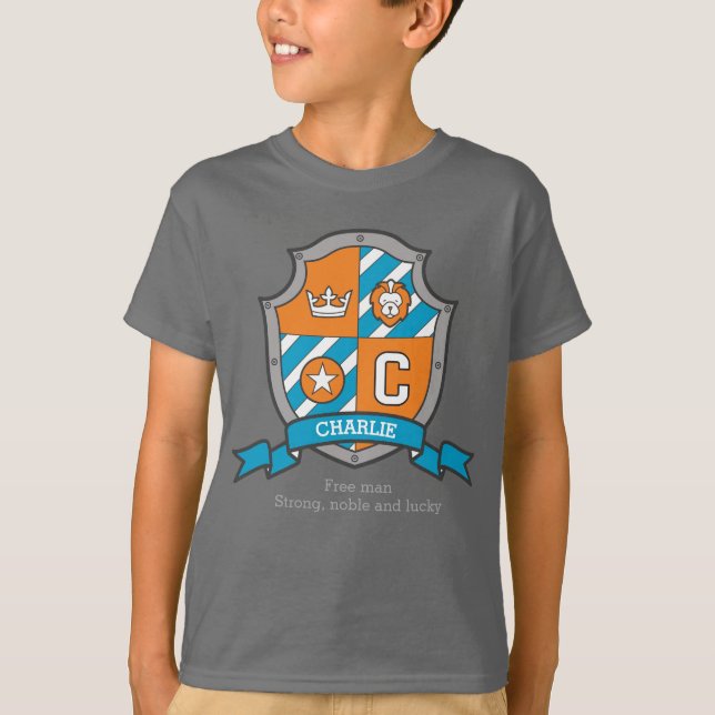 Charlie Jungs C Name & Bedeutung Wappen Schild T-Shirt (Vorderseite)
