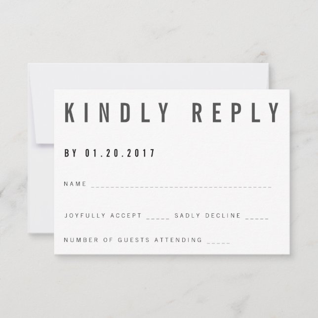 Charlie Minimalistische RSVP-Karte RSVP Karte (Vorderseite)