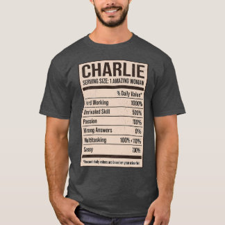 Charlie Nutrition Facts Name Nickname Alias Title  T-Shirt