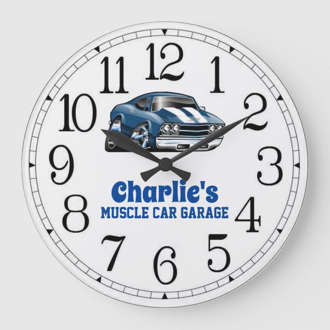 Charlie's 69 Muscle Car Large Clock Große Wanduhr (Vorderseite)