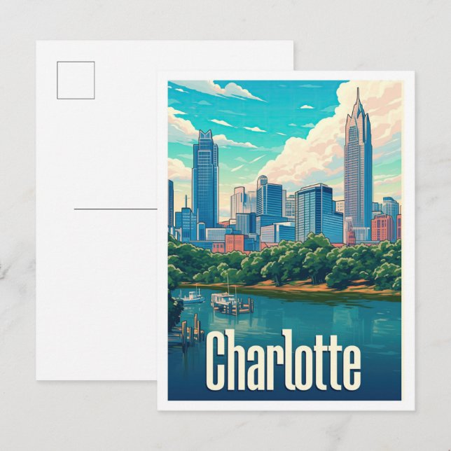 Charlotte Art Vintage Reisevorführung Postkarte (Vorne/Hinten)