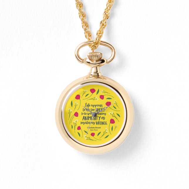 Charlotte Bronte Jane Eyre Blumenzitat Armbanduhr (Vorderseite)