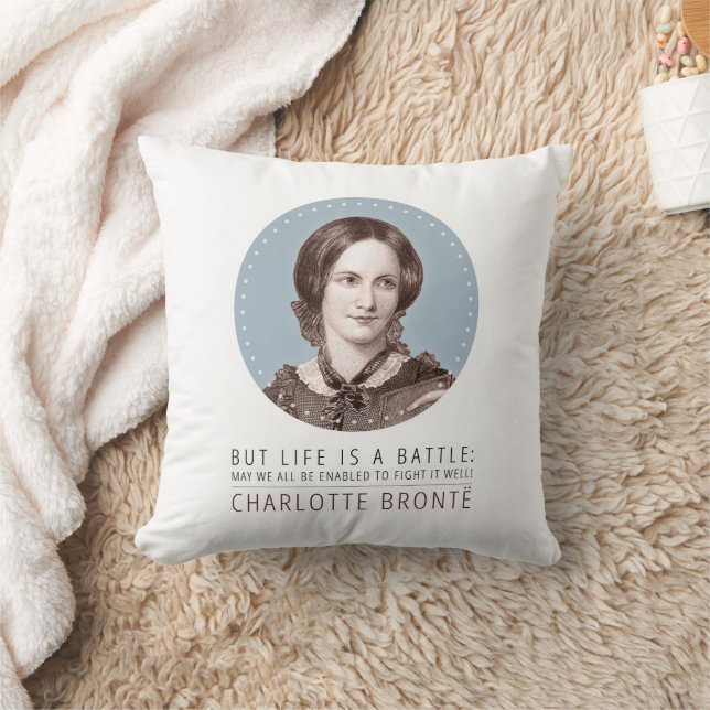 Charlotte Bronte Portrait und Zitat Kissen (Decke)