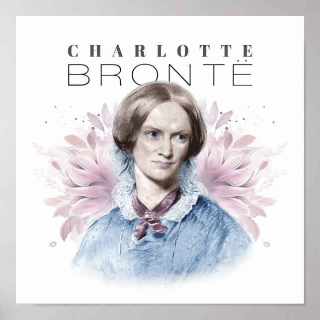 Charlotte Bronte Portrait von Richmond mit Blume Poster (Vorne)